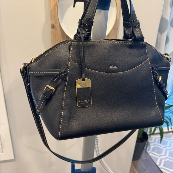 Lauren Ralph Lauren Sheldon black leather convertible purse - Picture 2 of 10